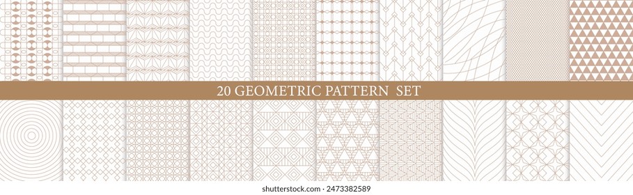 Set of 20 Geometric seamless patterns. Abstract geometric hexagonal graphic design print 3d cubes pattern. Seamless geometric cubes pattern