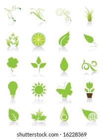 Set of 20 green icons