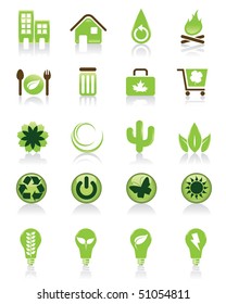 Set of 20 green icons