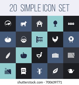 Set Of 20 Harvest Icons Set.Collection Of Lamb, Container, Gourd And Other Elements.