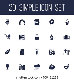 Set Of 20 Harvest Icons Set.Collection Of Combine-Harvester, Vegetable, Cloud And Other Elements.