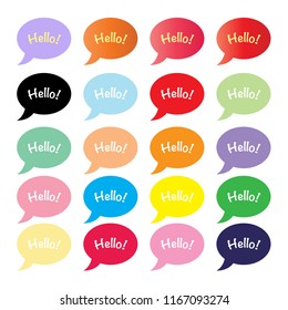 Set of 20 hello chat bubbles