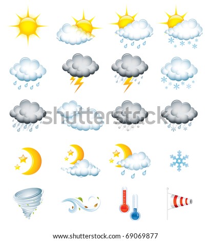 Set of 20 high quality vector weather icons