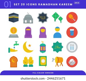 set 20 icono diseño plano ramadán