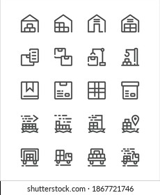 Set Of 20 Icon Vector Design For Logistics, Supply Chain, And Transportation, Editable Stroke  , Illustration Graphic  , Symbols And Signs