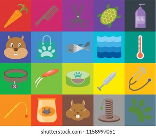 Set Of 20 icons such as Animal, Scratching, Hamster, Cat food, Toy, Shampoo, Stethoscope, Pet bed, Collar, Shopping bag, Water, Carrot, Thermometer, Scissors, transparency icon pack, pixel perfect