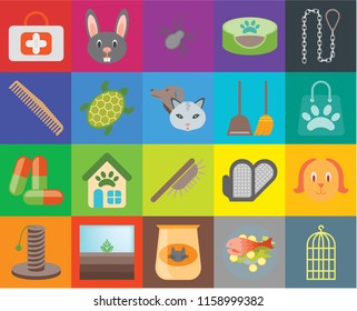 Set Of 20 icons such as Bird cage, Fish food, Cat Terrarium, Scratching, Leash, Dog, Brush, Drugs, Turtle, Dustpan, First aid, Shopping bag, Spider, transparency icon pack, pixel perfect