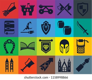 Set Of 20 icons such as Bladder pipe, Church, Lance, Cup, Tower, Shield, Water well, Standard, Horseshoe, Witch, Beer, Gauntlet, Sword, Trebuchet, transparency icon pack, pixel perfect