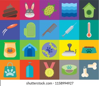 Set Of 20 icons such as Bone, Pet bed, Winner, Shampoo, Shopping bag, Birdhouse, Bowl, Tennis, Cat food, Glove, Injection, Poop, Thermometer, Turtle, transparency icon pack, pixel perfect