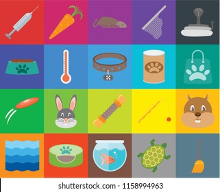 Set Of 20 icons such as Broom, Turtle, Fishbowl, Pet bed, Water, Snake, Hamster, Rope, Frisbee, Thermometer, food, Injection, Shopping bag, Mouse, transparency icon pack, pixel perfect