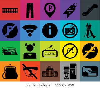Set Of 20 icons such as Card payment, Electrical appliances, Mall, Hidden, Purse, Escalator, No smoking, Closed, Wifi, camera, Train, Dress, Parking, transparency icon pack, pixel perfect