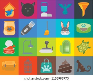 Set Of 20 Icons Such As Cat, Poop, Shopping Bag, Cage, Animal Carrier, Filter, Turtle, Snake, Cat Food, Razor, Rabbit, Bird House, Pet Bed, Water Tank, Transparency Icon Pack, Pixel Perfect