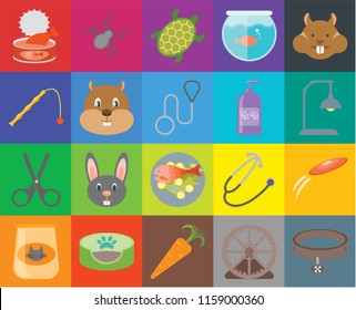 Set Of 20 icons such as Collar, Hamster ball, Carrot, Pet bed, Cat food, Hamster, Frisbee, Fish Scissors, Shampoo, Lamp, Turtle, transparency icon pack, pixel perfect