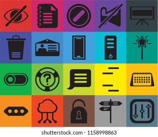 Set Of 20 icons such as Controls, Street, Locked, Cloud computing, More, Television, Calendar, Notification, Switch, Id card, Server, Hide, Magic wand, Forbidden, transparency icon pack, pixel perfect