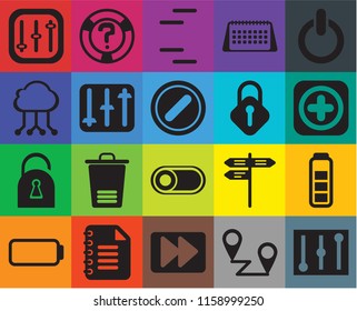 Set Of 20 icons such as Controls, Placeholders, Fast forward, Notepad, Battery, Switch, Locked, Lock, Add, Lines, transparency icon pack, pixel perfect