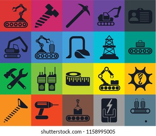 Set Of 20 icons such as Conveyor, Electricity, Drill, Screw, Id card, Machinery, Measure, Tools, Oilfield, Pick, transparency icon pack, pixel perfect