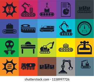 Set Of 20 icons such as Conveyor, Gauge, Plan, Options, transparency icon pack, pixel perfect