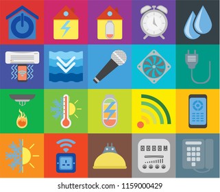 Set Of 20 icons such as Dial, Meter, Lightbulb, Socket, Heating, Water, Remote, Power, Sensor, Deep, Cooler, Smart home, Plug, Home, transparency icon pack, pixel perfect
