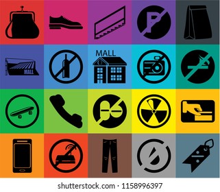 Set Of 20 icons such as Discount, No smoking, Paper bag, parking, Smartphone, Shoes, Radiation, Mall, transparency icon pack, pixel perfect