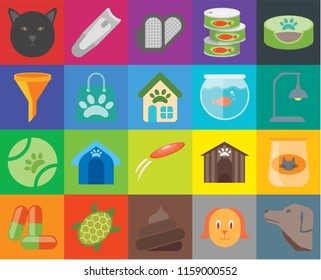 Set Of 20 icons such as Dog, Poop, Turtle, Drugs, Pet bed, Cat food, Frisbee, Ball, Shopping bag, Aquarium, Cat, Lamp, Grooming glove, transparency icon pack, pixel perfect