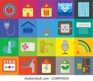 Set Of 20 icons such as Doorbell, Eco home, Home, Panel, Fire alarm, Window, Wifi, Handle, Temperature, Smart Plug, Power, Air conditioner, transparency icon pack, pixel perfect