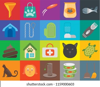 Set Of 20 Icons Such As Dustpan, Canned Food, Scratching, Dog, Cat, Fish, Turtle, First Aid, Poop, Leash, Water Tank, Filter, Razor, Frisbee, Transparency Icon Pack, Pixel Perfect