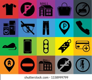 Set Of 20 icons such as Electricity, No smoking, Mall, Forbidden, Location, wifi, Cit card, Traffic light, Rats, Hidden, Parking, Shirt, Telephone, transparency icon pack, pixel perfect