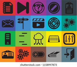 Set Of 20 icons such as Exit, Notebook, Switch, Settings, Id card, Controls, Cloud computing, Server, Street, Radar, Notepad, Help, transparency icon pack, pixel perfect