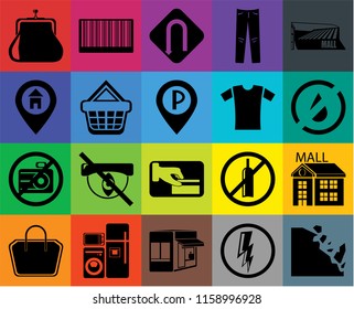 Set Of 20 icons such as Falling rocks, No water, Mall, Jeans, Tote bag, Barcode, alcohol, Location, transparency icon pack, pixel perfect