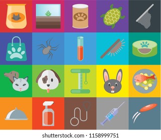 Set Of 20 icons such as Frisbee, Syringe, Leash, Spray, Food, Net, Fish food, Platform, Pet, Spider, Brush, Cat Pet bed, transparency icon pack, pixel perfect