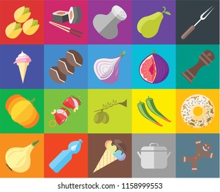 Set Of 20 icons such as Gingerbread, Pot, Ice cream, Water, Onion, Fork, Doughnut, Olives, Pumpkin, Coffee, Fig, Pistachio, Pepper, Salt, transparency icon pack, pixel perfect