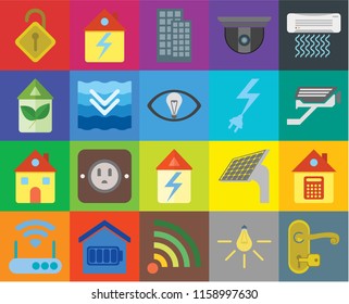 Set Of 20 icons such as Handle, Light, Wifi, Smart home, Modem, Air conditioner, Home, Deep, Power, Locked, Cctv, transparency icon pack, pixel perfect