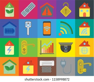 Set Of 20 icons such as Handle, Plug, Air conditioner, Home, Smart home, Chart, key, Wifi, Eco transparency icon pack, pixel perfect