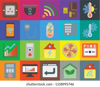 Set Of 20 icons such as Home, Smart home, Browser, Dashboard, Intercom, Thermostat, Fire alarm, Chart, Plug, Dial, Temperature, Wifi, transparency icon pack, pixel perfect