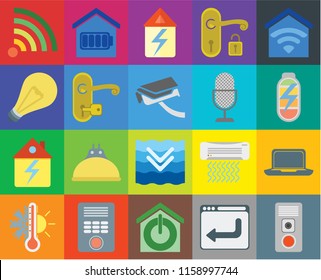 Set Of 20 icons such as Intercom, Browser, Smart home, Thermostat, Laptop, Deep, Home, Handle, Voice control, Wifi, Power, transparency icon pack, pixel perfect
