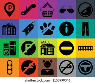 Set Of 20 icons such as Junction, Jeans, Slope, Glasses, Traffic light, Escalator, Forbidden, Mall, transparency icon pack, pixel perfect