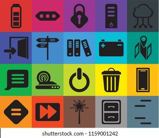 Set Of 20 icons such as Lines, Archive, Magic wand, Fast forward, Equal, Cloud computing, Smartphone, Switch, Notification, Street, Battery, Map, Lock, transparency icon pack, pixel perfect