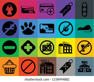 Set Of 20 icons such as Mall, Discount, Forbidden, Shopping basket, Traffic light, Gun, No camera, Pet, fire, Restroom, Rats, Cit card, transparency icon pack, pixel perfect