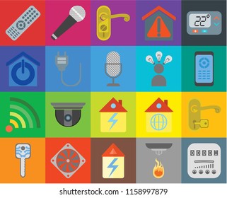 Set Of 20 icons such as Meter, Sensor, Home, Cooler, Smart key, Thermostat, Handle, Wifi, Plug, Smart, Remote, Doorknob, transparency icon pack, pixel perfect