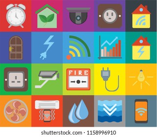 Set Of 20 icons such as Mobile, Deep, Water, Air conditioner, Fan, Home, Light, Fire alarm, Plug, Power, Chart, Alarm, Security camera, transparency icon pack, pixel perfect