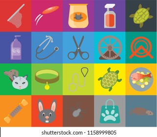 Set Of 20 icons such as Mouse, Shopping bag, Spider, Rabbit, Rope, Turtle, Fish food, Leash, Pet, Stethoscope, Hamster ball, Net, Wheel, Cat transparency icon pack, pixel perfect