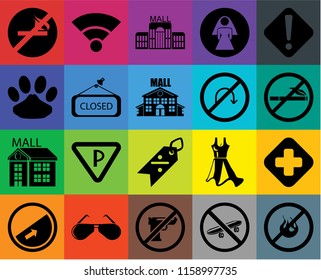 Set Of 20 icons such as No fire, Skateboard, Gun, Glasses, Slope, Warning, Hospital, Discount, Mall, Closed, turn, smoking, transparency icon pack, pixel perfect