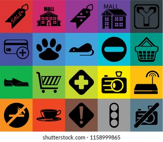 Set Of 20 icons such as No camera, Shopping basket, Junction, Mall, smoking, Camera, Cit card, transparency icon pack, pixel perfect