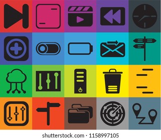 Set Of 20 icons such as Placeholders, Radar, Folder, , Controls, Clock, Lines, Server, Cloud computing, Switch, Send, Next, Street, Video player, transparency icon pack, pixel perfect