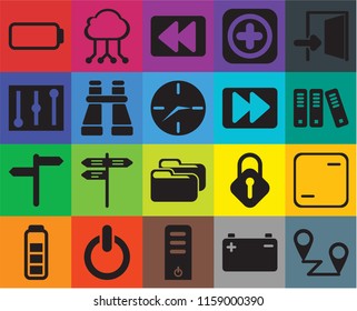 Set Of 20 icons such as Placeholders, Battery, Server, Switch, Exit, Frame, Folder, , Binoculars, Fast forward, Archive, Rewind, transparency icon pack, pixel perfect