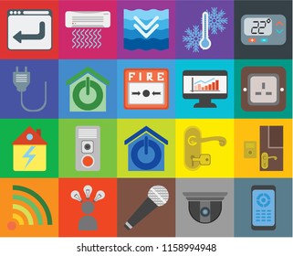Set Of 20 icons such as Remote, Security camera, Microphone, Smart, Wifi, Thermostat, Doorbell, Smart home, Home, Dashboard, Browser, Plug, Deep, transparency icon pack, pixel perfect