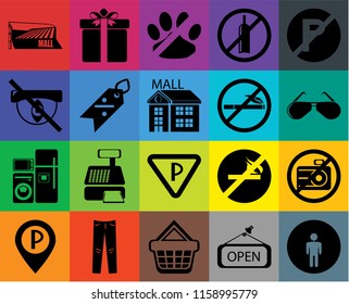 Set Of 20 icons such as Restroom, Glasses, No parking, alcohol, Parking, Gift, smoking, Hidden, transparency icon pack, pixel perfect