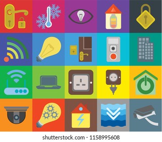 Set Of 20 icons such as Security camera, Deep, Home, Smart, Locking, Smart home, Plug, Modem, Light, Intercom, Handle, transparency icon pack, pixel perfect