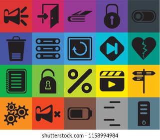 Set Of 20 icons such as Server, Lines, Battery, Mute, Settings, Switch, Street, Percent, Note, Database, Skip, Speaker, Dislike, Notebook, transparency icon pack, pixel perfect