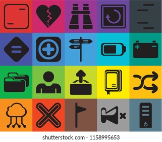 Set Of 20 icons such as Server, Mute, Flag, Multiply, Cloud computing, Lines, Shuffle, Upload, Folder, Add, Battery, Frame, Binoculars, transparency icon pack, pixel perfect